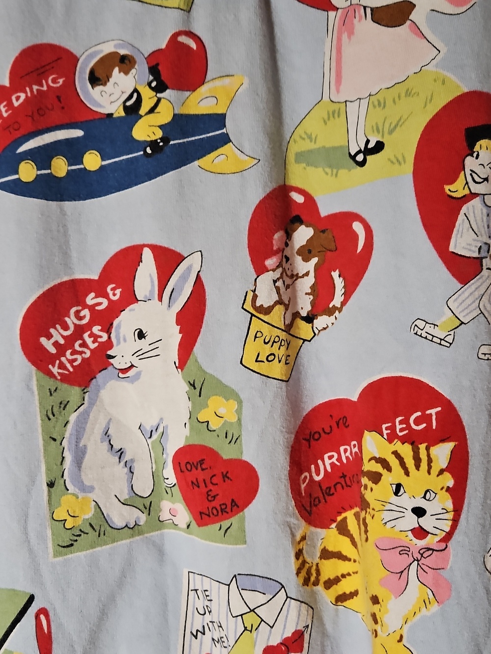 Nick & Nora Light Blue Cartoon Heart Henley Nightshirt - Picture 3 of 5